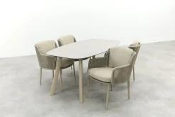 4SO Bernini/Manolo Deens ovale 4-persoons tuinset 180x95 cm. - Latte
