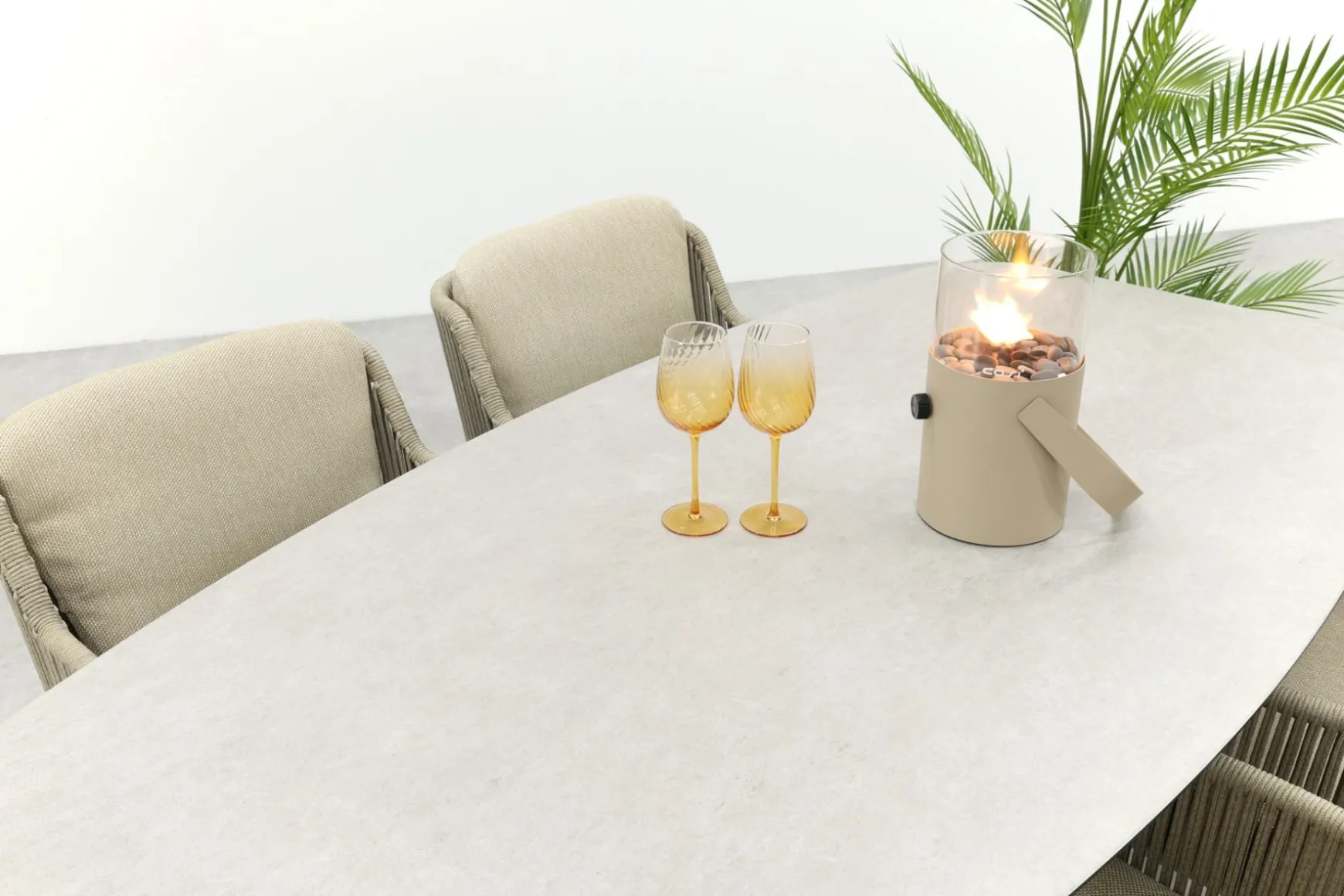 4SO Bernini/Manolo Deens ovale 4-persoons tuinset 180x95 cm. - Latte