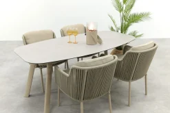 4SO Bernini/Manolo Deens ovale 4-persoons tuinset 180x95 cm. - Latte