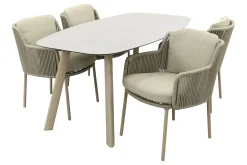 4SO Bernini/Manolo Deens ovale 4-persoons tuinset 180x95 cm. - Latte