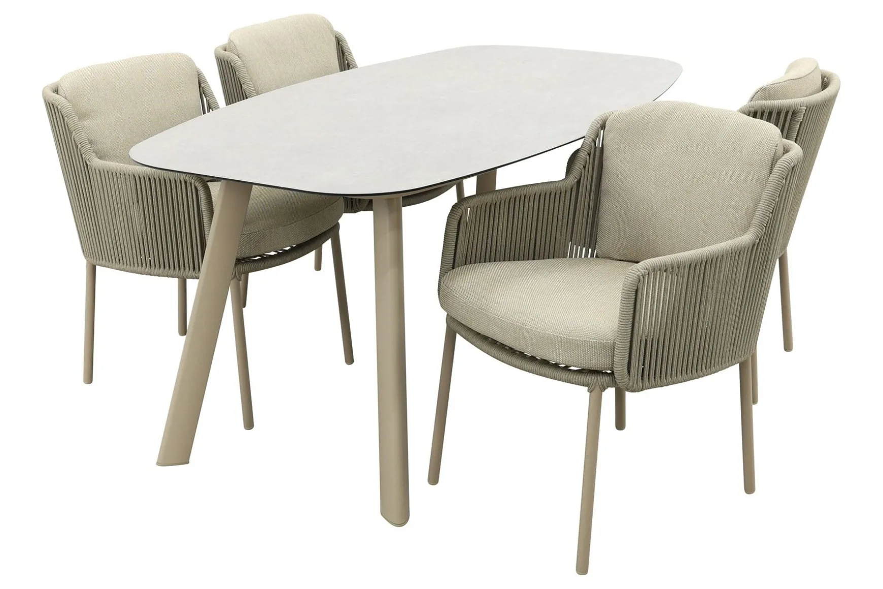 4SO Bernini/Manolo Deens ovale 4-persoons tuinset 180x95 cm. - Latte