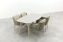 4SO Bernini/Manolo Deens ovale 4-persoons tuinset 180x95 cm. - Latte