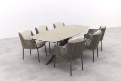 4SO Bernini/Prado Deens ovale 6-persoons tuinset 240x105 cm. - Terre