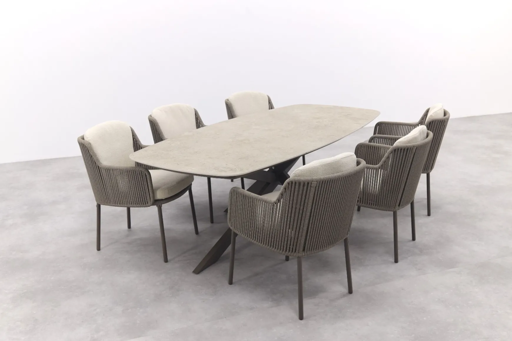 4SO Bernini/Prado Deens ovale 6-persoons tuinset 240x105 cm. - Terre