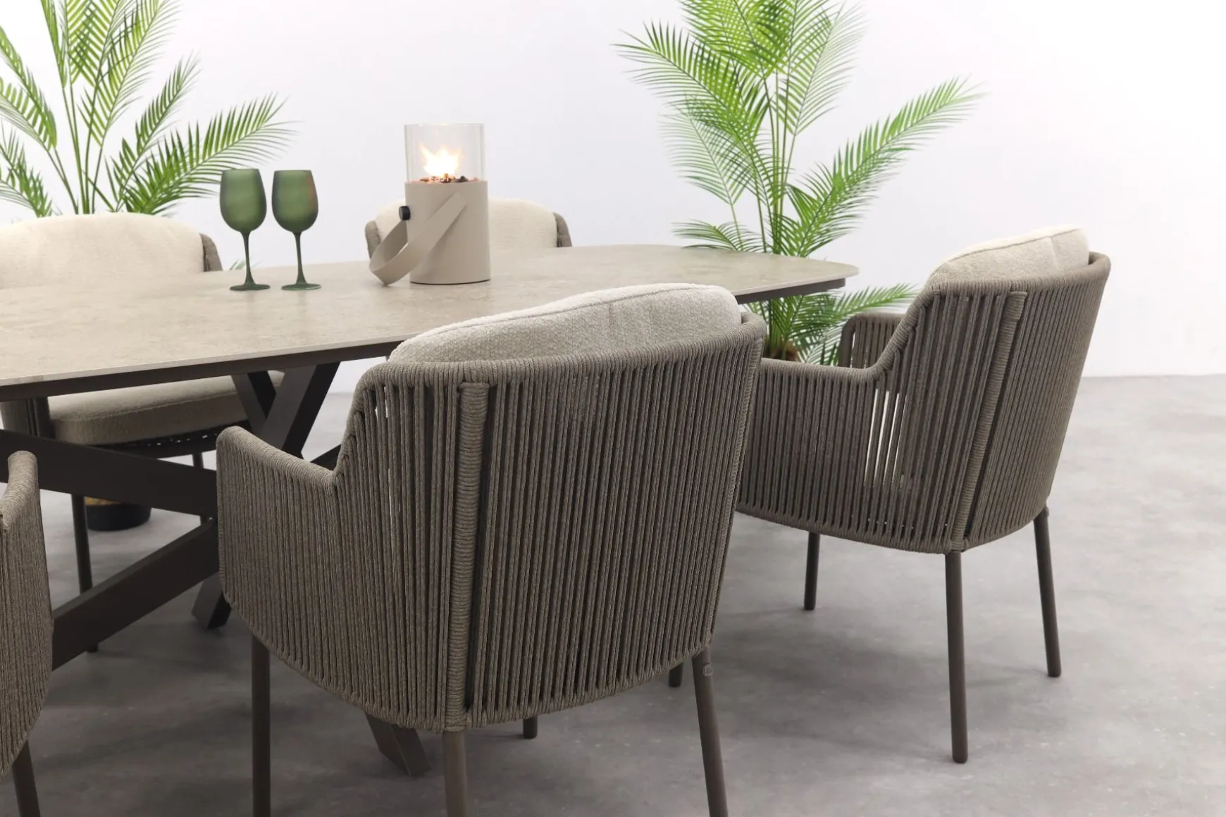 4SO Bernini/Prado Deens ovale 6-persoons tuinset 240x105 cm. - Terre