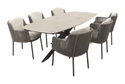 4SO Bernini/Prado Deens ovale 6-persoons tuinset 240x105 cm. - Terre