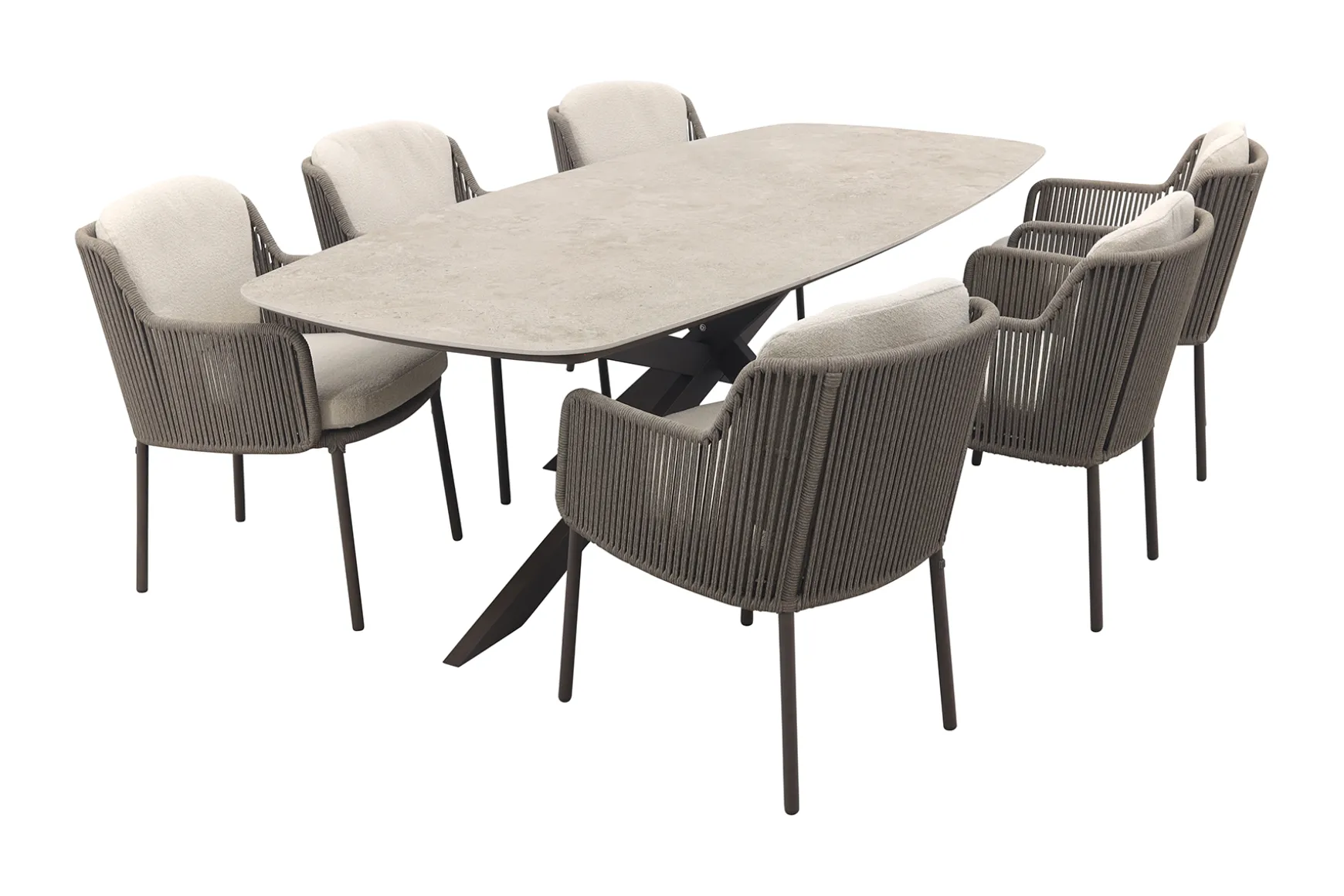 4SO Bernini/Prado Deens ovale 6-persoons tuinset 240x105 cm. - Terre