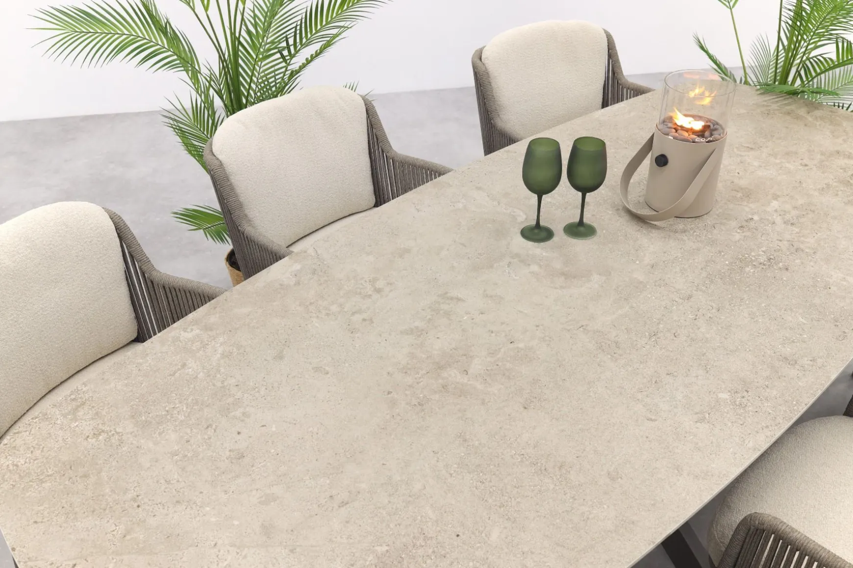 4SO Bernini/Prado Deens ovale 6-persoons tuinset 240x105 cm. - Terre