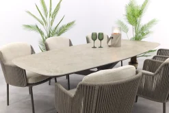 4SO Bernini/Prado Deens ovale 6-persoons tuinset 240x105 cm. - Terre