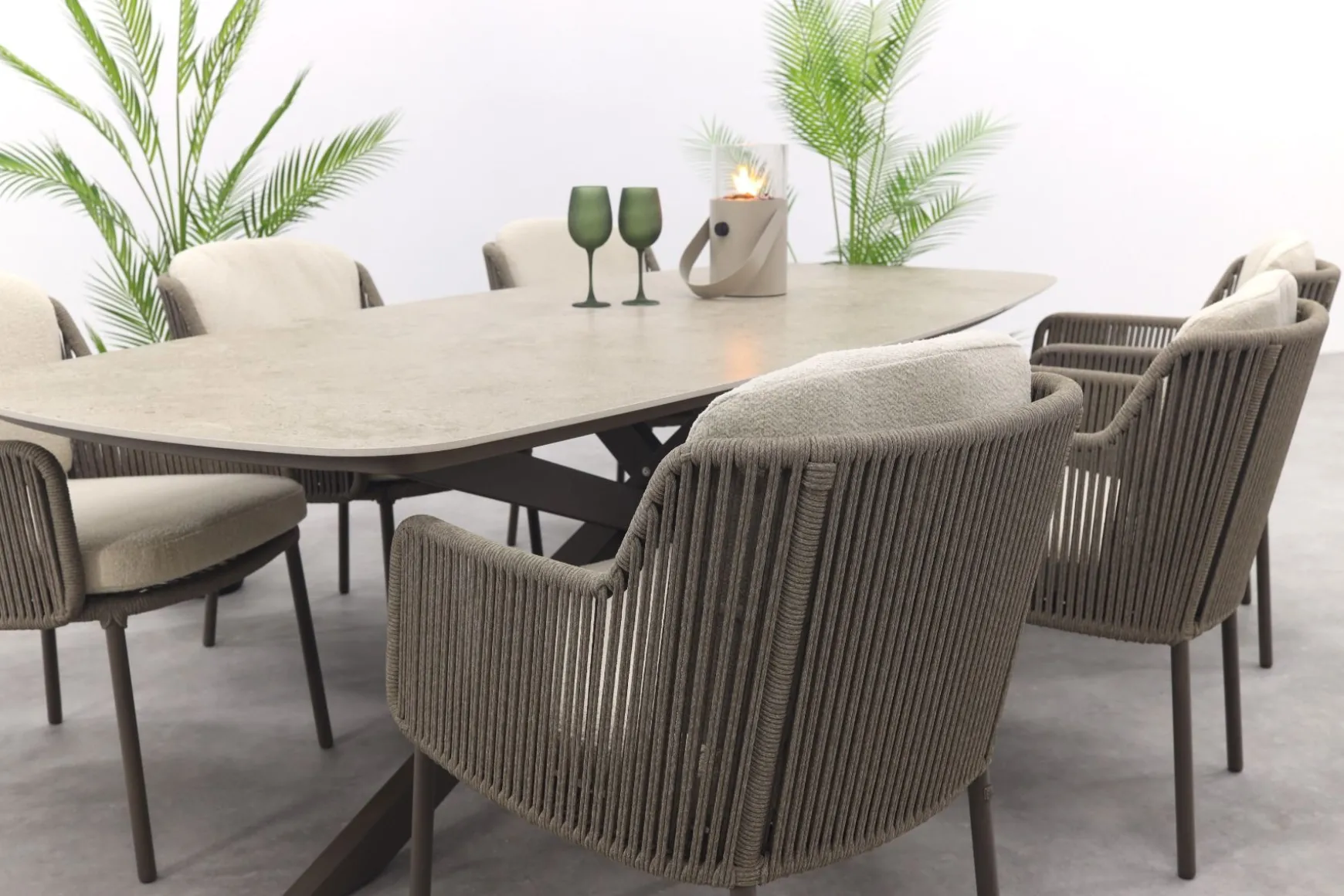 4SO Bernini/Prado Deens ovale 6-persoons tuinset 240x105 cm. - Terre