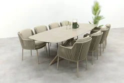 4SO Bernini/Prado 8-persoons Deens ovale dining tuinset 300x110 cm. - Latte