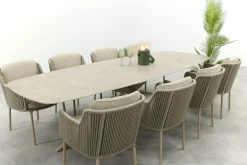 4SO Bernini/Prado 8-persoons Deens ovale dining tuinset 300x110 cm. - Latte