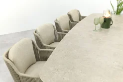 4SO Bernini/Prado 8-persoons Deens ovale dining tuinset 300x110 cm. - Latte