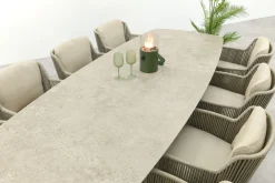 4SO Bernini/Prado 8-persoons Deens ovale dining tuinset 300x110 cm. - Latte