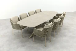 4SO Bernini/Prado 8-persoons Deens ovale dining tuinset 300x110 cm. - Latte