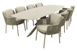 4SO Bernini/Prado 8-persoons Deens ovale dining tuinset 300x110 cm. - Latte