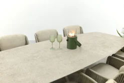 4SO Bernini/Prado 8-persoons Deens ovale dining tuinset 300x110 cm. - Latte
