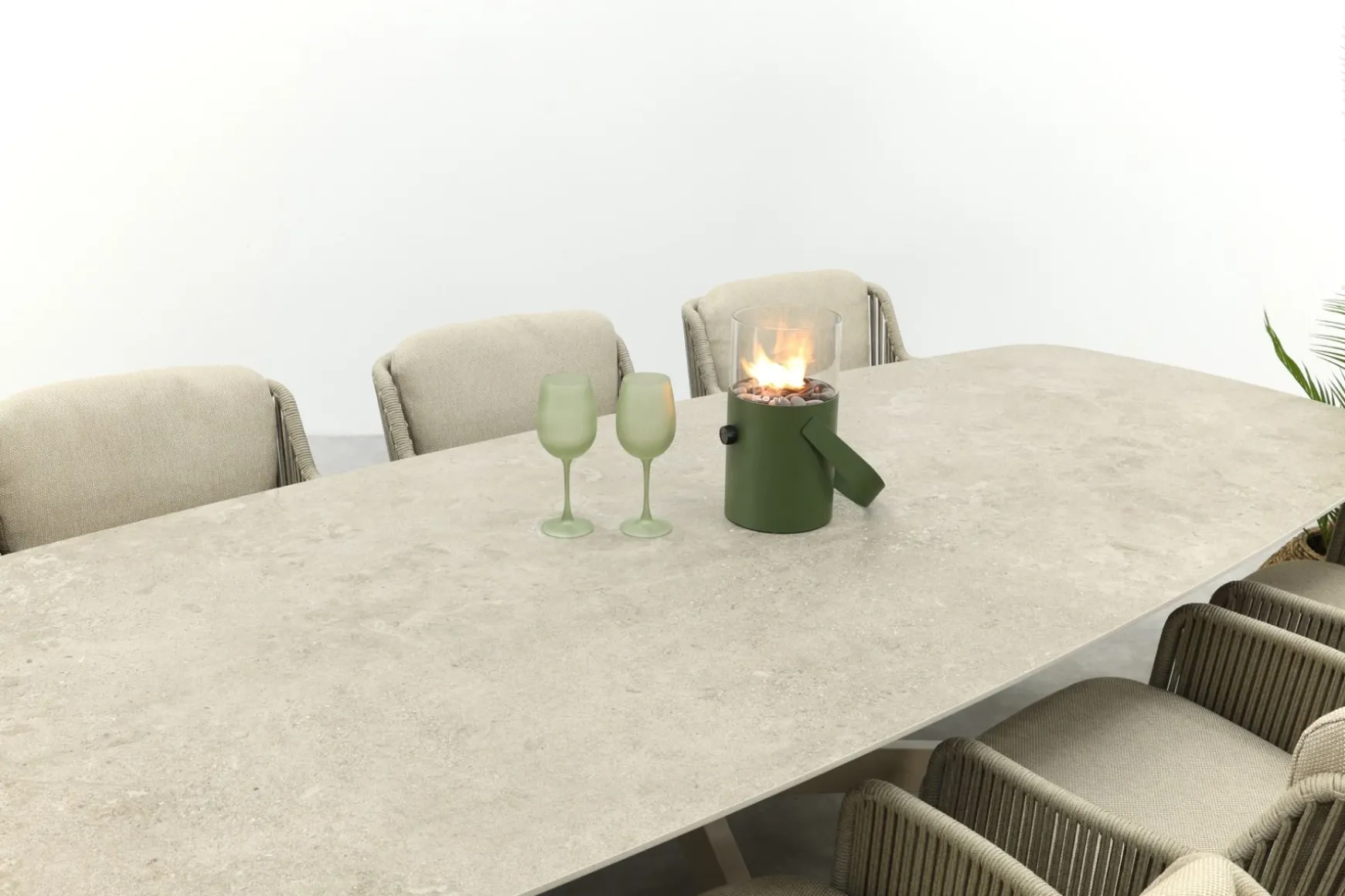 4SO Bernini/Prado 8-persoons Deens ovale dining tuinset 300x110 cm. - Latte