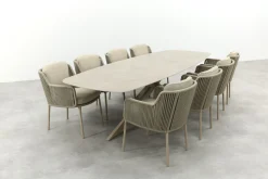 4SO Bernini/Prado 8-persoons Deens ovale dining tuinset 300x110 cm. - Latte