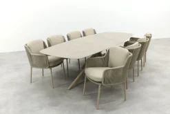 4SO Bernini/Prado 8-persoons Deens ovale dining tuinset 300x110 cm. - Latte