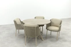 4SO Bernini/Prado 4-persoons ronde dining tuinset Ø130 cm. - Latte