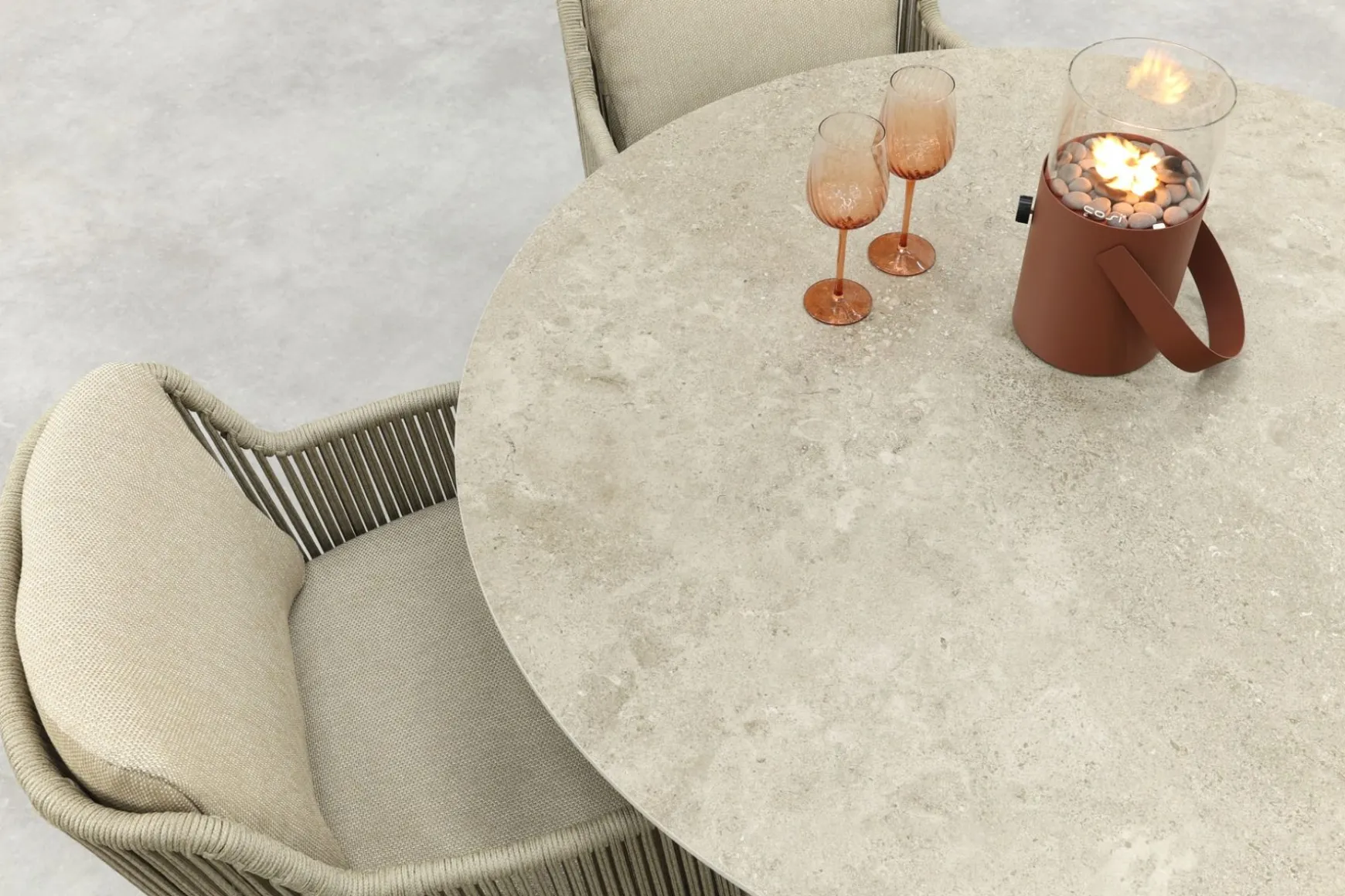 4SO Bernini/Prado 4-persoons ronde dining tuinset Ø130 cm. - Latte
