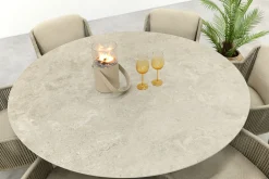 4SO Bernini/Prado 6-persoons ronde dining tuinset Ø160 cm. - Latte