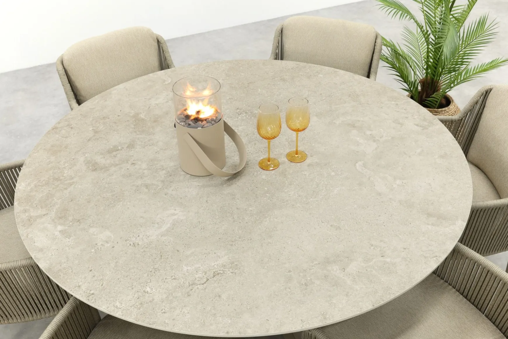 4SO Bernini/Prado 6-persoons ronde dining tuinset Ø160 cm. - Latte