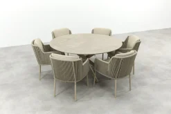 4SO Bernini/Prado 6-persoons ronde dining tuinset Ø160 cm. - Latte