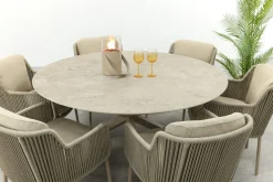 4SO Bernini/Prado 6-persoons ronde dining tuinset Ø160 cm. - Latte