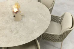 4SO Bernini/Prado 6-persoons ronde dining tuinset Ø160 cm. - Latte