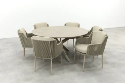 4SO Bernini/Prado 6-persoons ronde dining tuinset Ø160 cm. - Latte