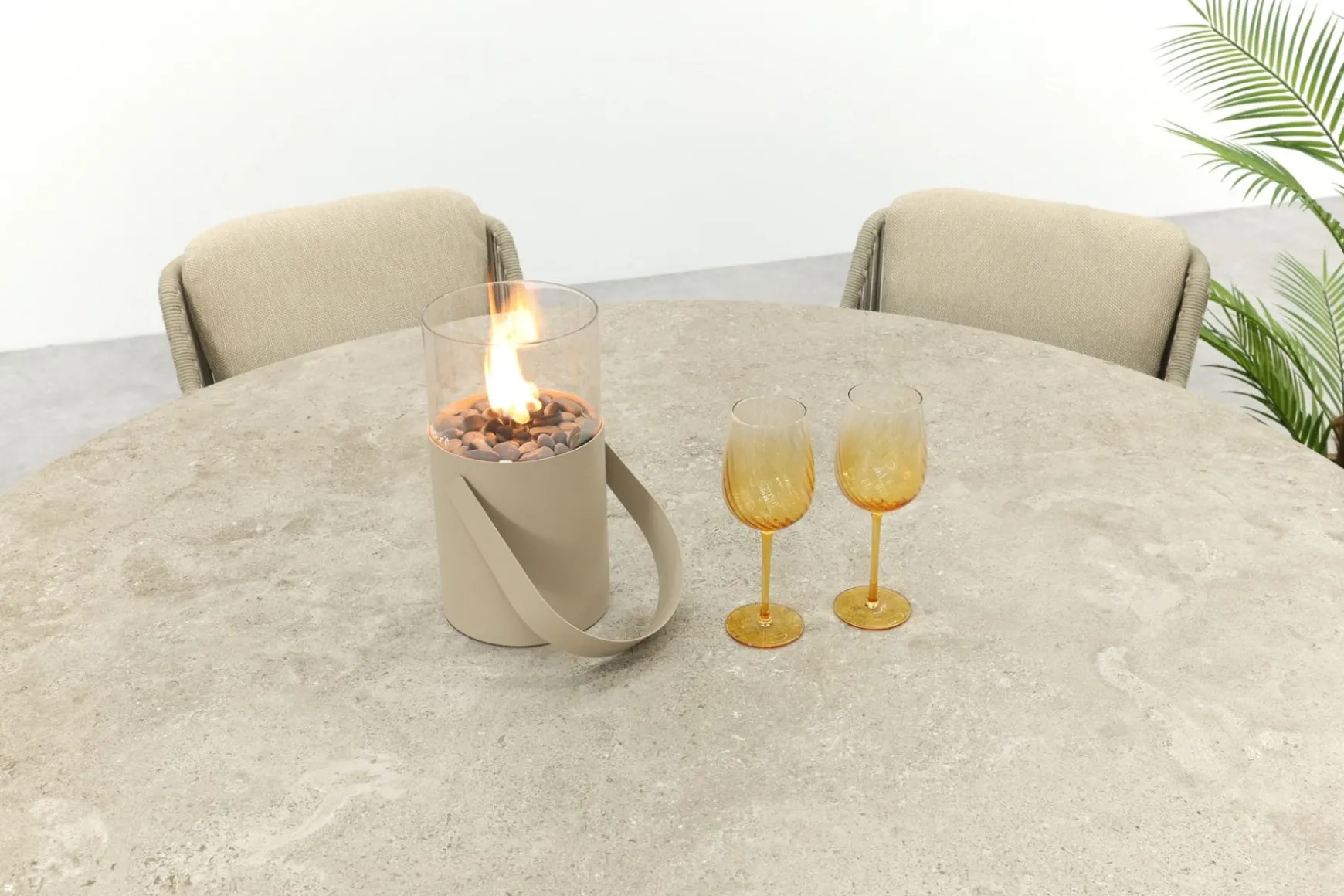 4SO Bernini/Prado 6-persoons ronde dining tuinset Ø160 cm. - Latte
