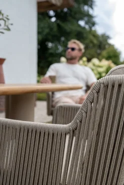4SO Bernini/Prado 6-persoons ronde dining tuinset Ø160 cm. - Latte