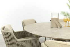 4SO Bernini/Prado 6-persoons ronde dining tuinset Ø160 cm. - Latte