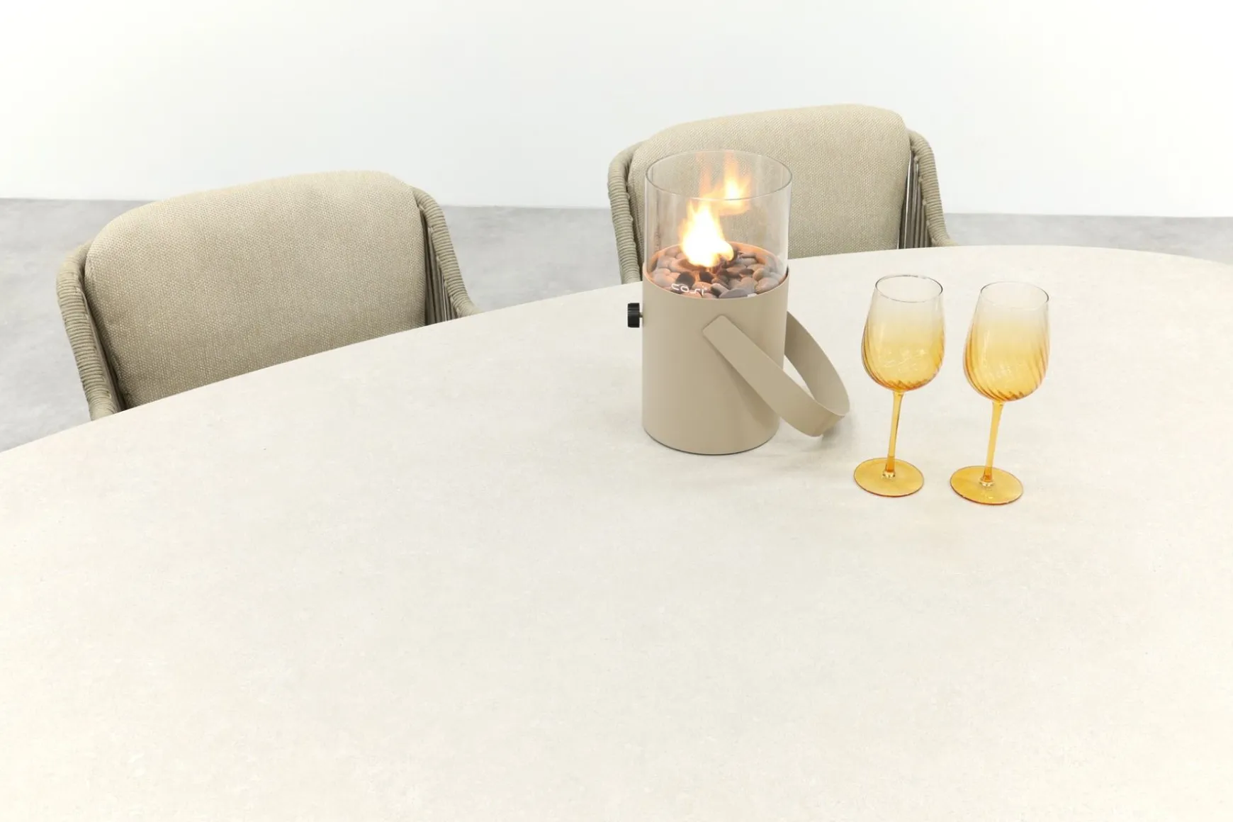4SO Bernini/Ventaro ovale tuinset voor 6 personen 240x115 cm. - Latte