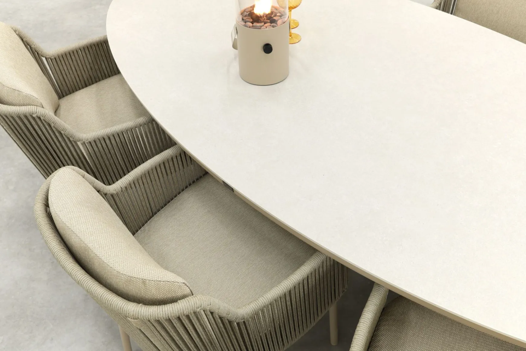 4SO Bernini/Ventaro ovale tuinset voor 6 personen 240x115 cm. - Latte