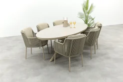 4SO Bernini/Ventaro ovale tuinset voor 6 personen 240x115 cm. - Latte