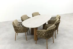 4SO Biarritz/Estate 6-persoons organische (mango-vorm) tuinset 240x105 cm. - Amber