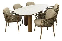 4SO Biarritz/Estate 6-persoons organische (mango-vorm) tuinset 240x105 cm. - Amber