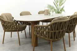 4SO Biarritz/Estate 6-persoons organische (mango-vorm) tuinset 240x105 cm. - Amber