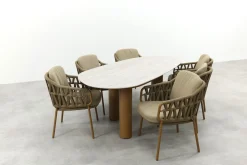 4SO Biarritz/Estate 6-persoons organische (mango-vorm) tuinset 240x105 cm. - Amber