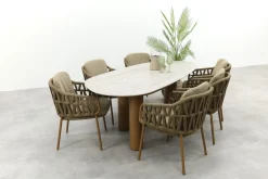 4SO Biarritz/Estate 6-persoons organische (mango-vorm) tuinset 240x105 cm. - Amber