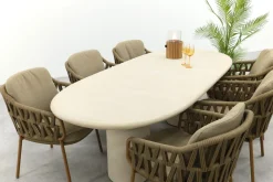4SO Biarritz/Hampton 6-persoons ovale dining tuinset 240x105 cm. - Amber/Mortex