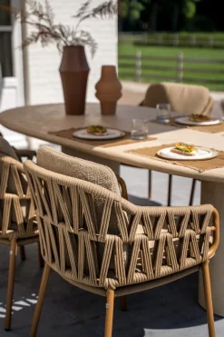 4SO Biarritz/Hampton 6-persoons ovale dining tuinset 240x105 cm. - Amber/Mortex