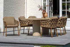4SO Biarritz/Hampton 6-persoons ovale dining tuinset 240x105 cm. - Amber/Mortex