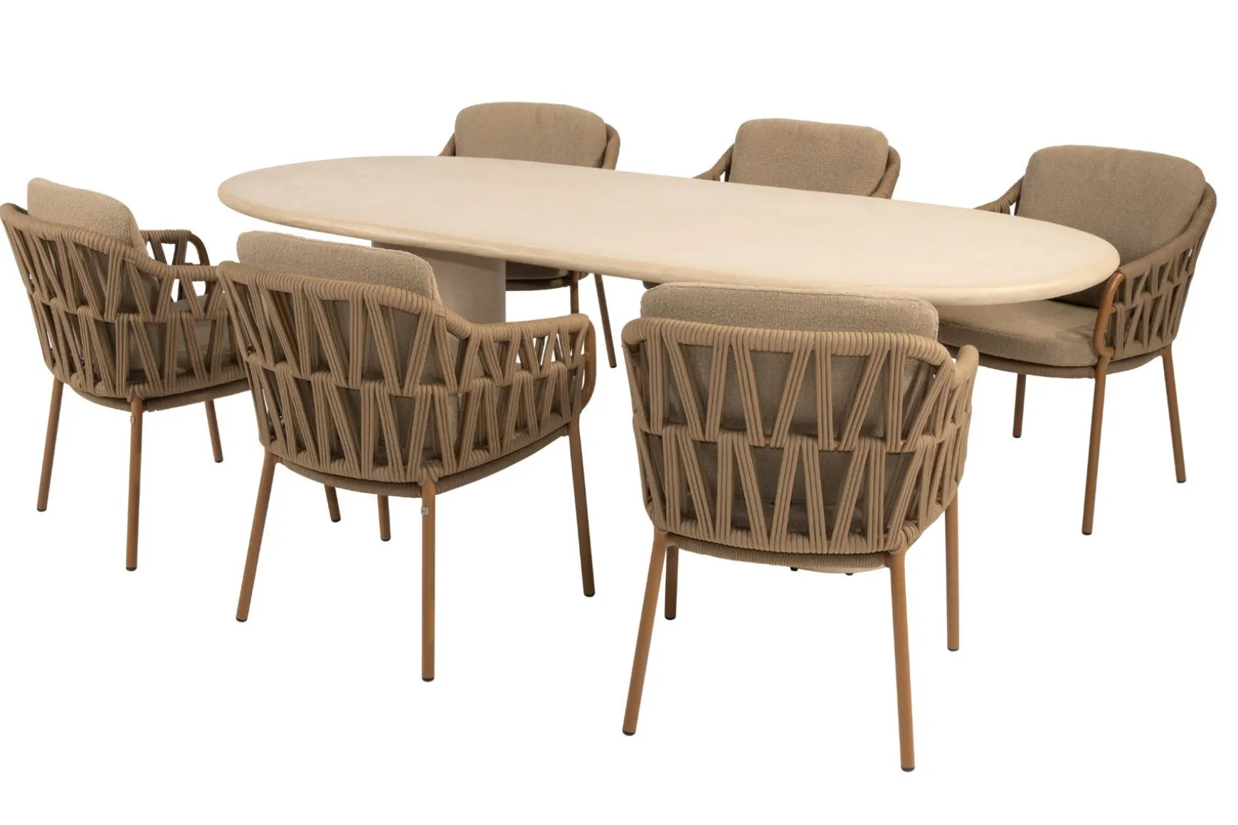 4SO Biarritz/Hampton 6-persoons ovale dining tuinset 240x105 cm. - Amber/Mortex