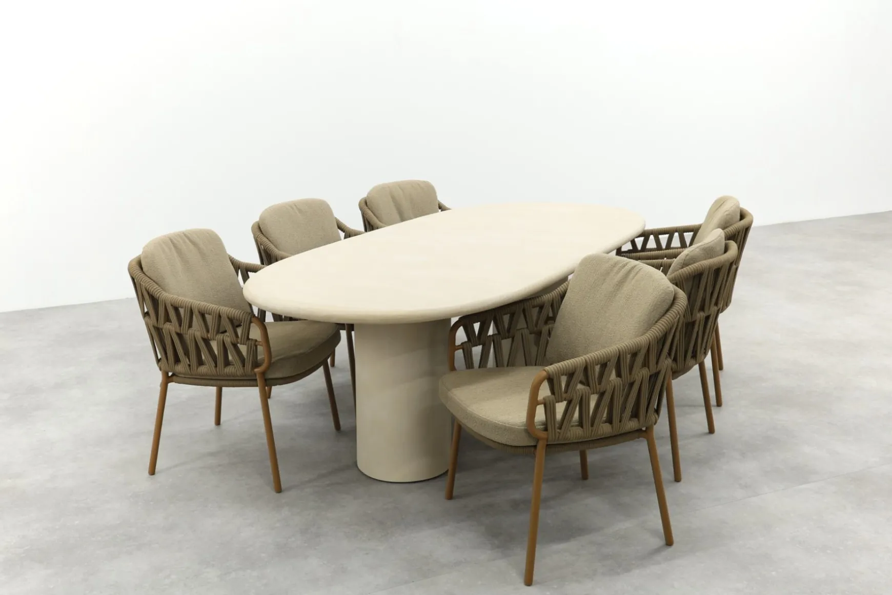 4SO Biarritz/Hampton 6-persoons ovale dining tuinset 240x105 cm. - Amber/Mortex