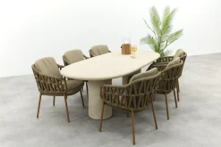 4SO Biarritz/Hampton 6-persoons ovale dining tuinset 240x105 cm. - Amber/Mortex