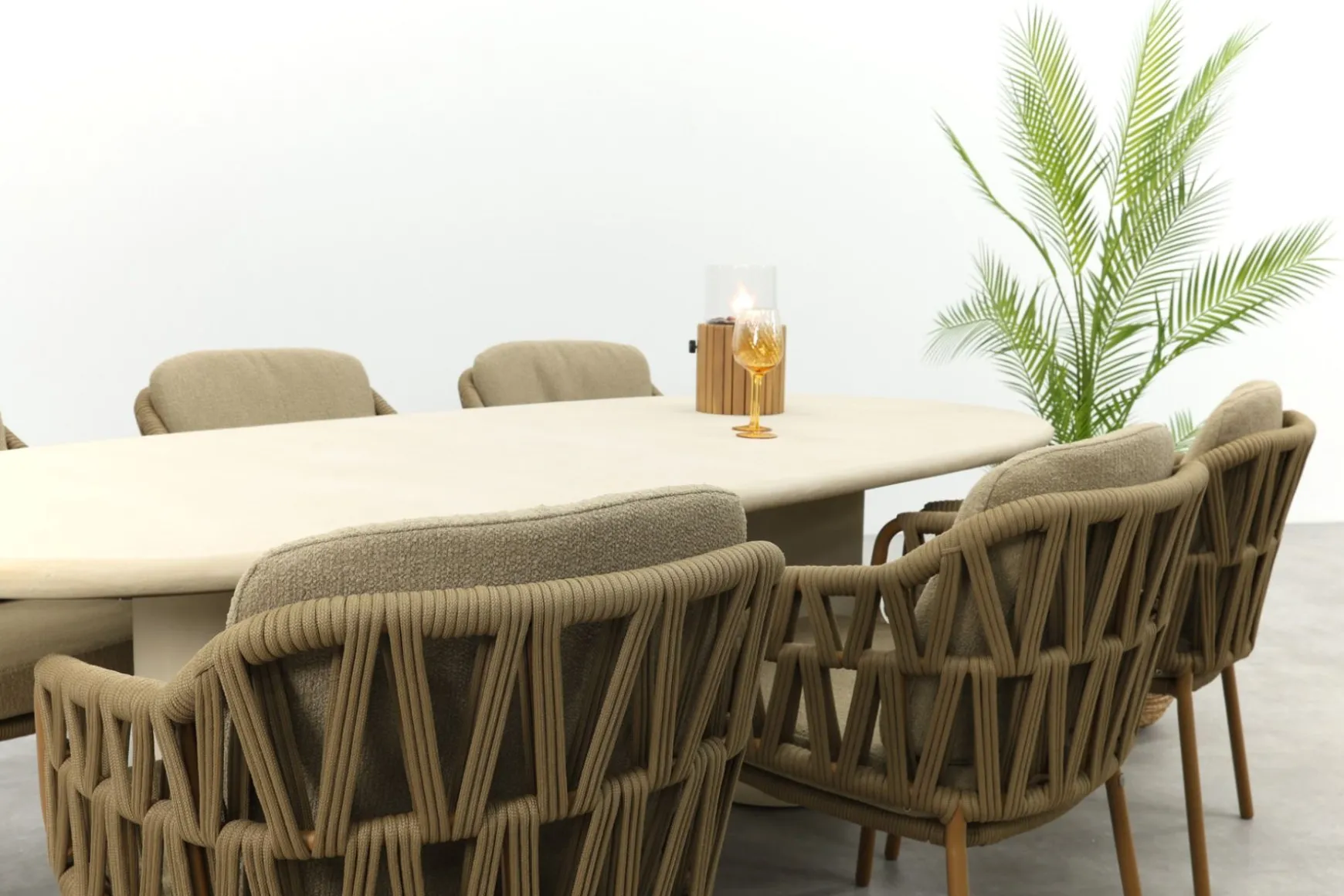4SO Biarritz/Hampton 6-persoons ovale dining tuinset 240x105 cm. - Amber/Mortex